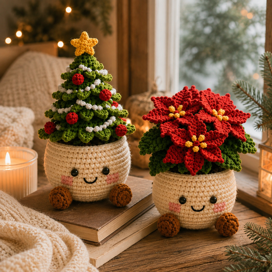 Crochet Christmas Holiday Plant Pot