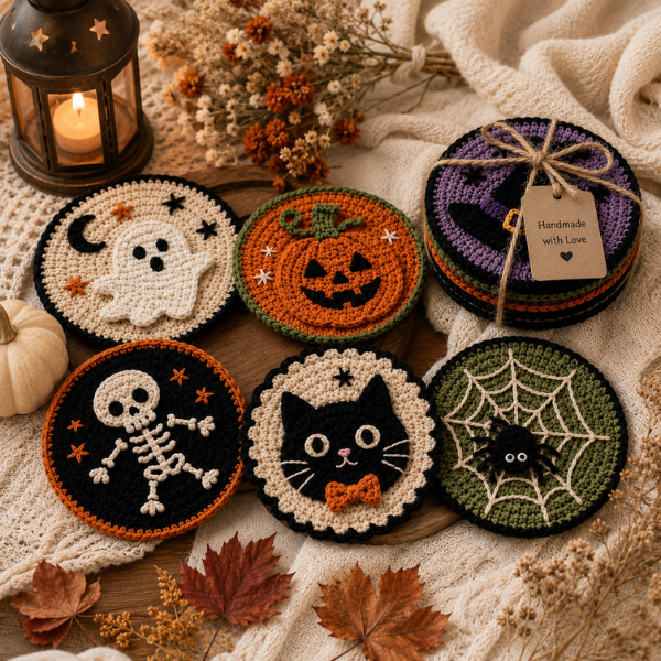 Handmade Crochet Halloween Creepy Coaster