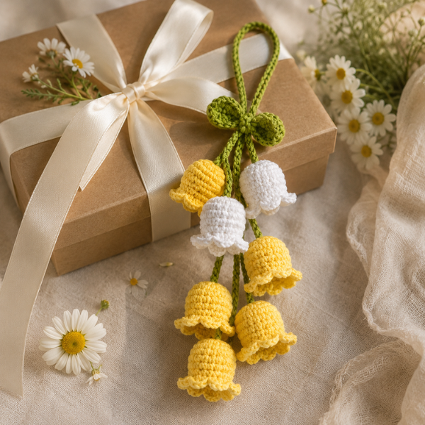 Handmade Crochet Little Bell Flower Car Hanging
