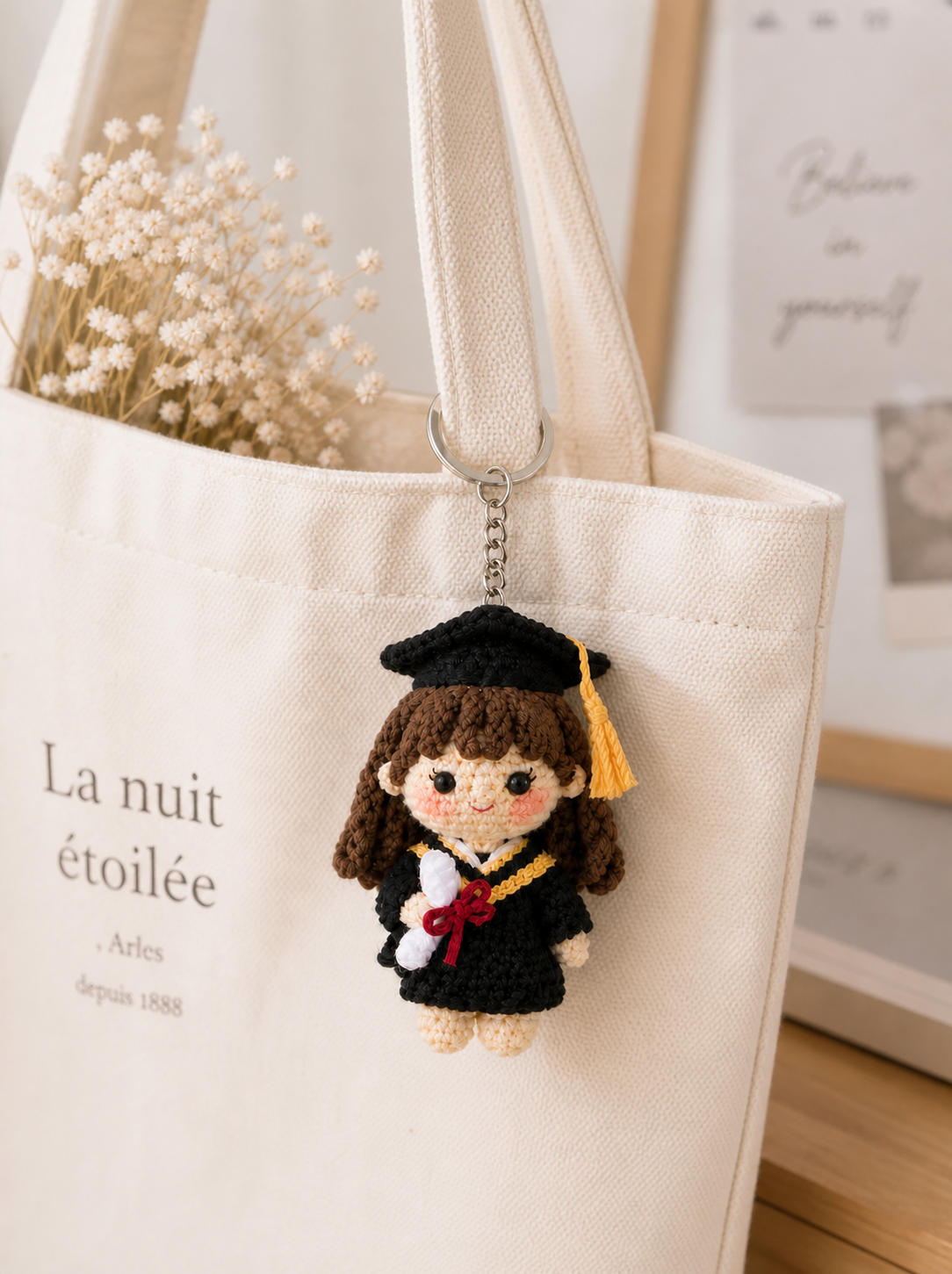 Crochet Graduation Girl Keychain