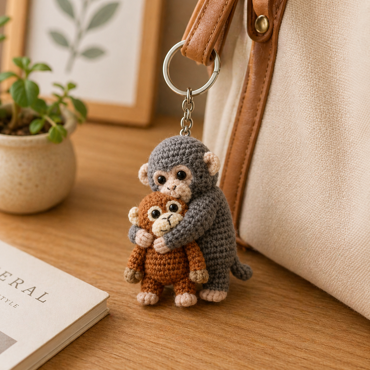 Handmade Crochet Punch Monkey Keychains