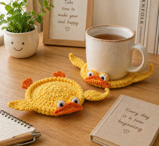 Funny Crochet Coaster, Cute Mug Rug, Handmade Animal Coaster