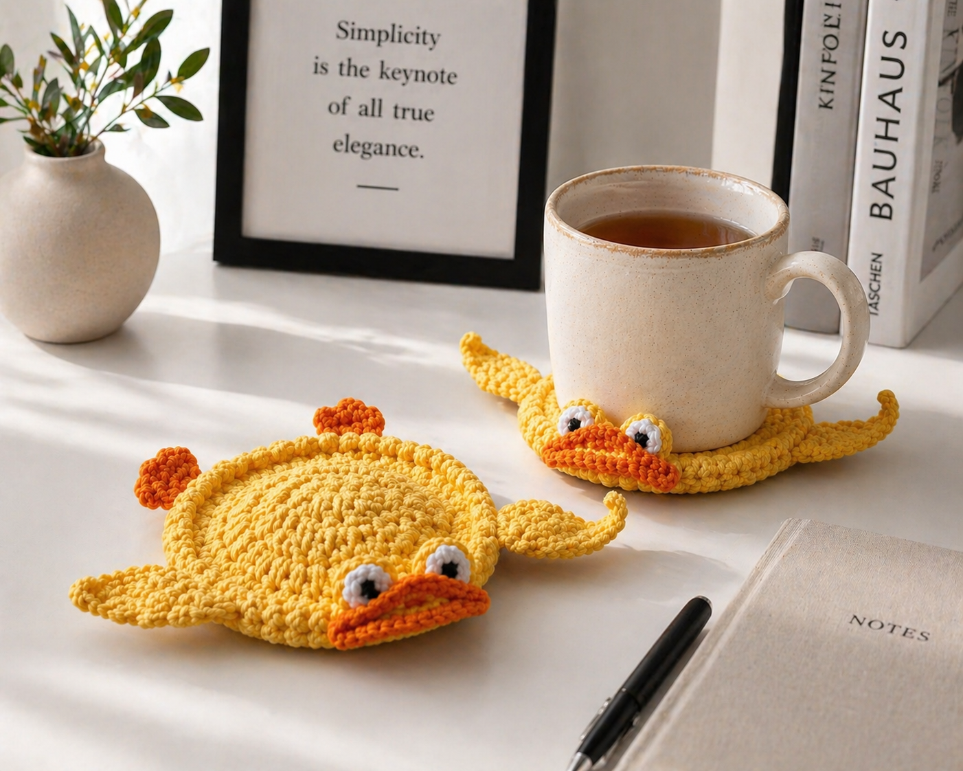 Funny Crochet Coaster, Cute Mug Rug, Handmade Animal Coaster