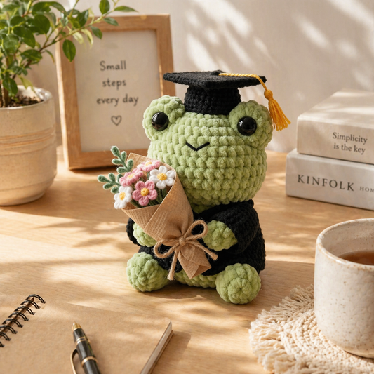 Custom Crochet Graduation Frog