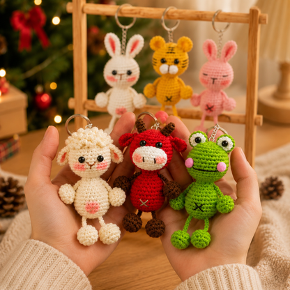 Handmade Crochet Cute Bundle Animal Keychain
