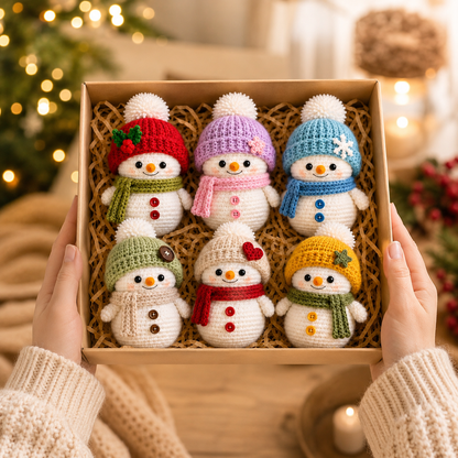 Handmade Crochet Cute Christmas Snowman Doll