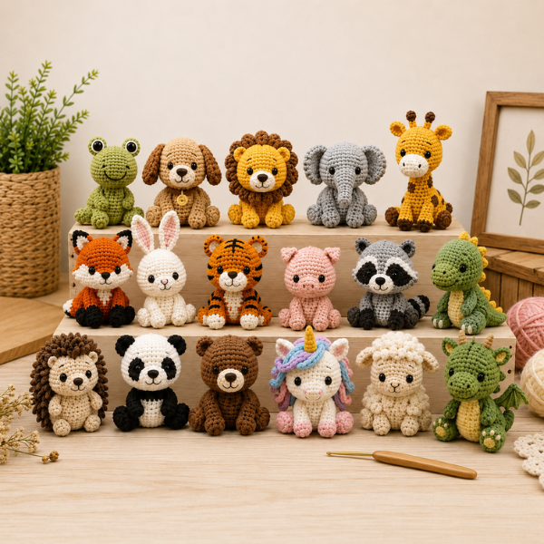 Handmade Crochet Cute Safari Animal Plush Doll