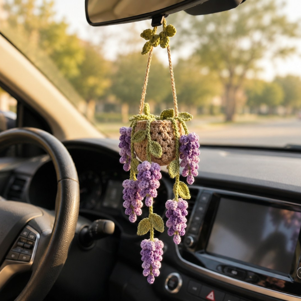 Handmade Crochet Grape Cluster Vine Car Hanging