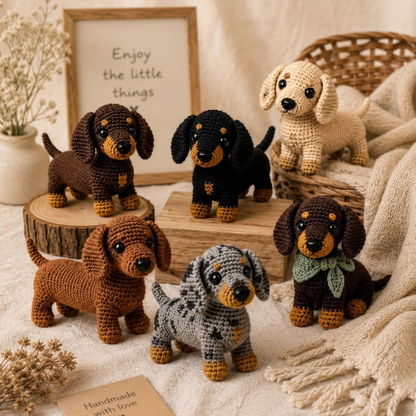 Handmade Crochet Adorable Dachshund Dog