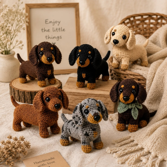 Handmade Crochet Adorable Dachshund Dog