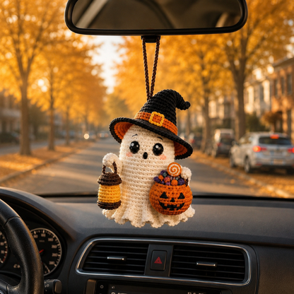 Handmade Crochet Spooky Cute Ghost Car Hanging