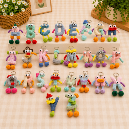 Handmade Crochet Cartoon Alphabet Keychain