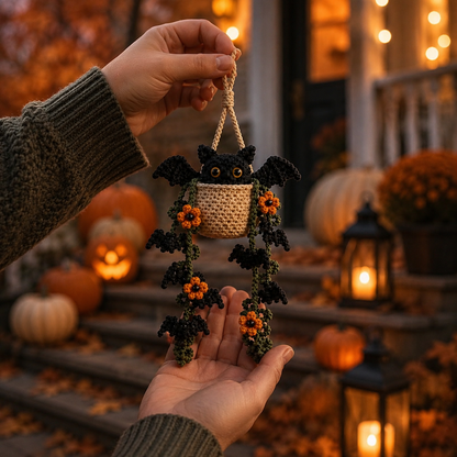 Handmade Crochet Spooky Bat Plant Car Hanging