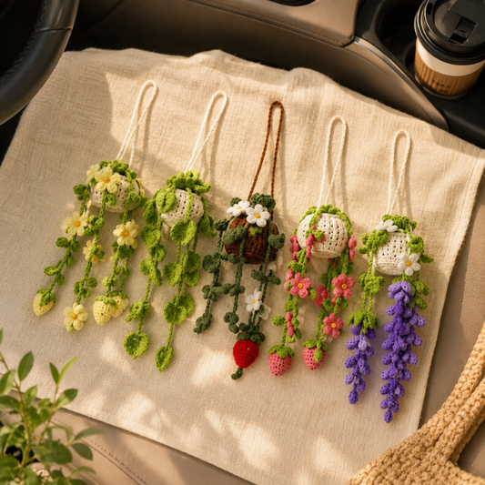 Handmade Crochet Blooming Garden Vine Car Hanging