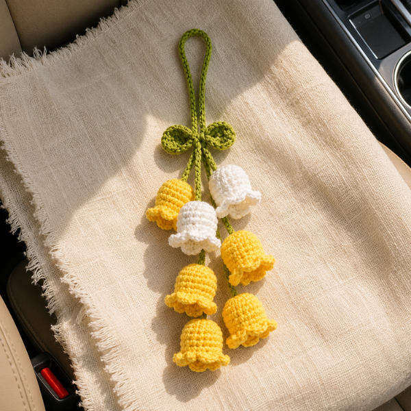 Handmade Crochet Little Bell Flower Car Hanging