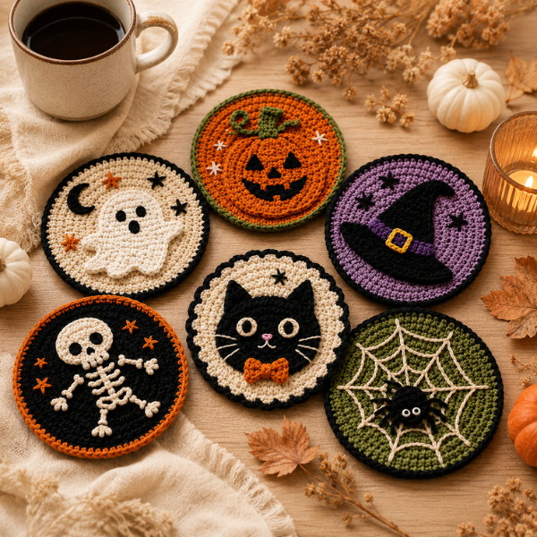 Handmade Crochet Halloween Creepy Coaster