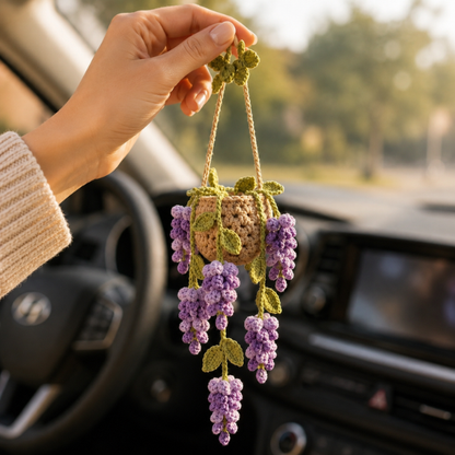 Handmade Crochet Grape Cluster Vine Car Hanging