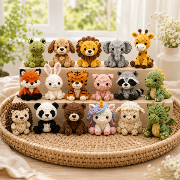 Handmade Crochet Cute Safari Animal Plush Doll