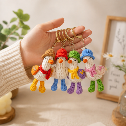 Handmade Crochet Cute Duck Goose Bag Charm Keychain