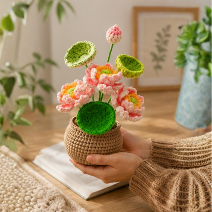 Handmade Crochet Blooming Lotus Pond Pot