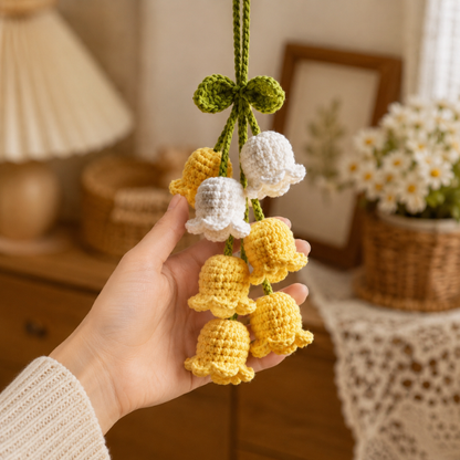 Handmade Crochet Little Bell Flower Car Hanging