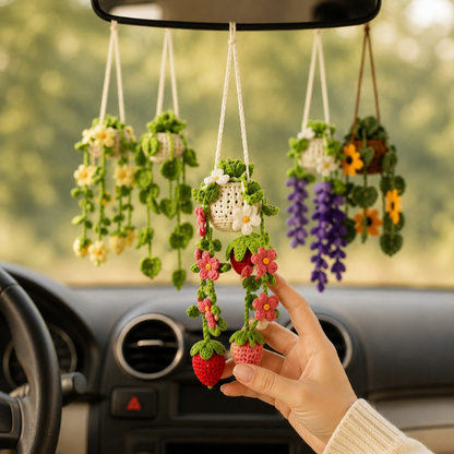 Handmade Crochet Blooming Garden Vine Car Hanging