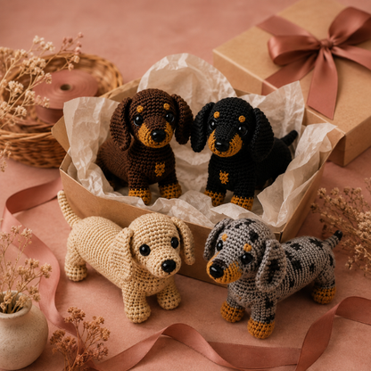Handmade Crochet Adorable Dachshund Dog