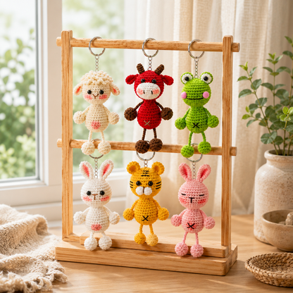 Handmade Crochet Cute Bundle Animal Keychain