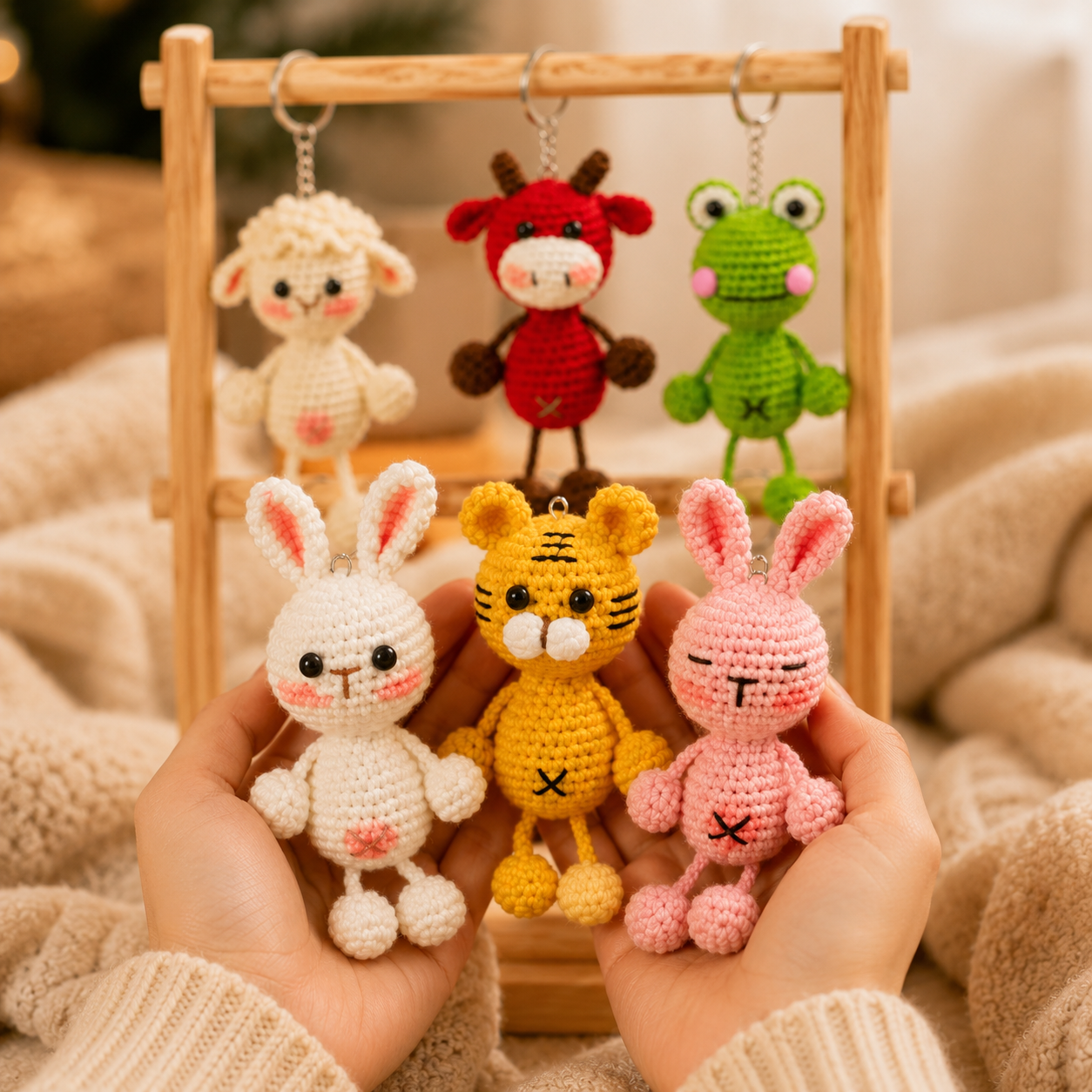 Handmade Crochet Cute Bundle Animal Keychain