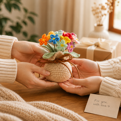 Handmade Crochet Colorful Flower Bouquet
