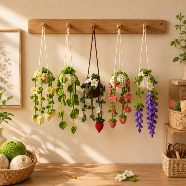 Handmade Crochet Blooming Garden Vine Car Hanging