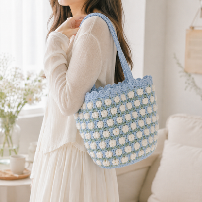 Handmade Crochet Bloom Flower Tote Bag