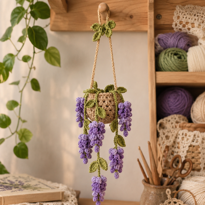 Handmade Crochet Grape Cluster Vine Car Hanging