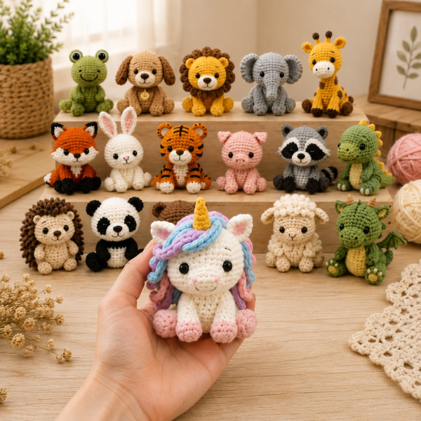 Handmade Crochet Cute Safari Animal Plush Doll