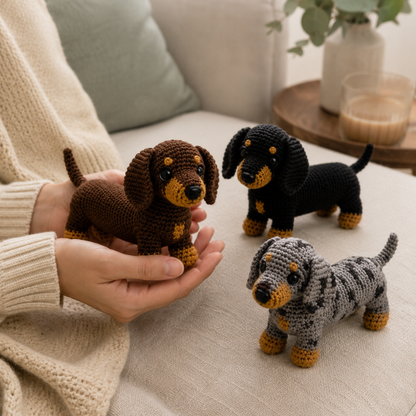 Handmade Crochet Adorable Dachshund Dog