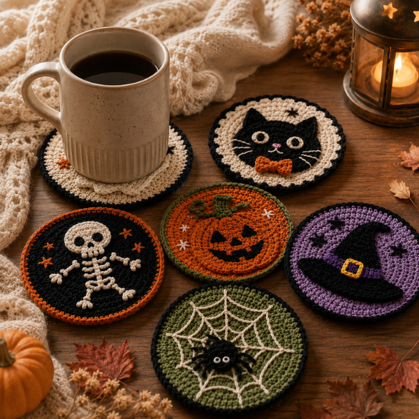 Handmade Crochet Halloween Creepy Coaster