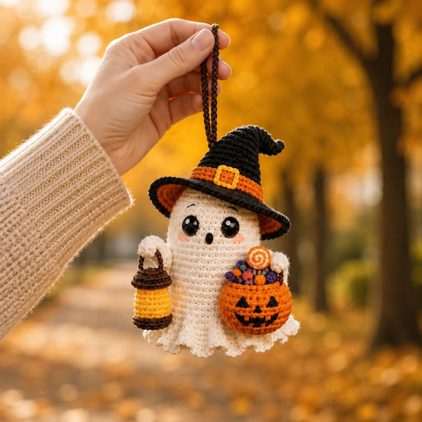 Handmade Crochet Spooky Cute Ghost Car Hanging
