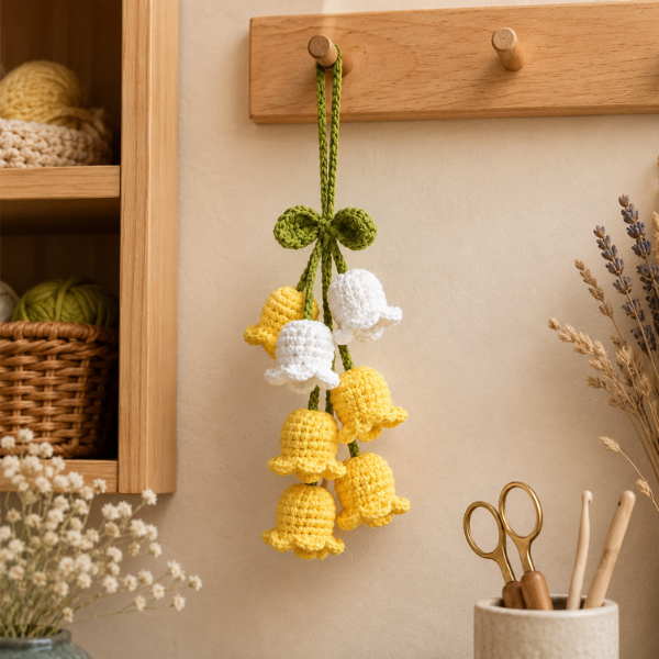 Handmade Crochet Little Bell Flower Car Hanging
