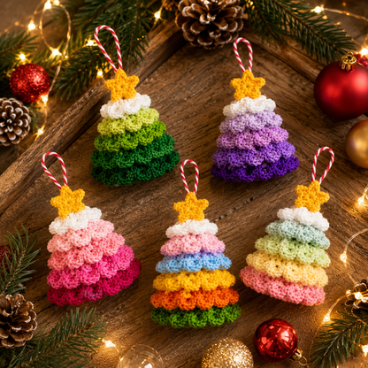 Handmade Crochet Colorful Christmas Tree Ornament