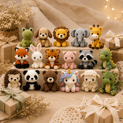 Handmade Crochet Cute Safari Animal Plush Doll