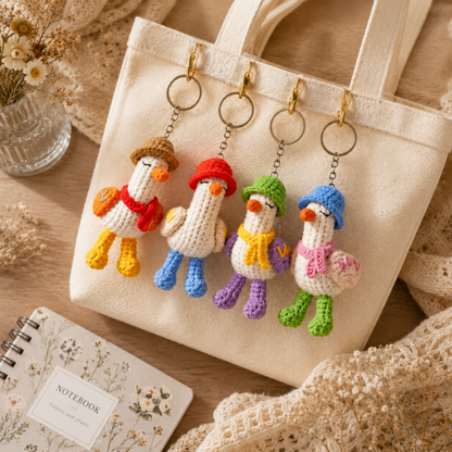 Handmade Crochet Cute Duck Goose Bag Charm Keychain