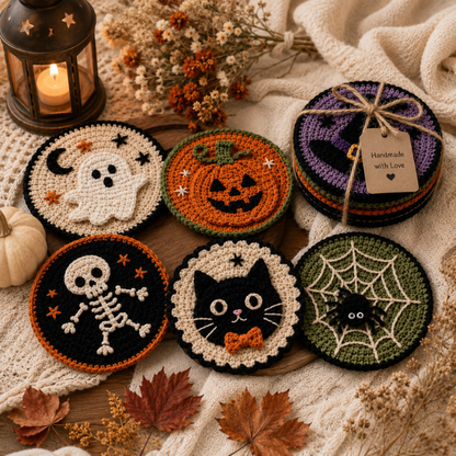 Handmade Crochet Halloween Creepy Coaster