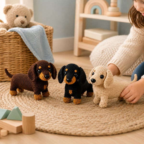 Handmade Crochet Adorable Dachshund Dog