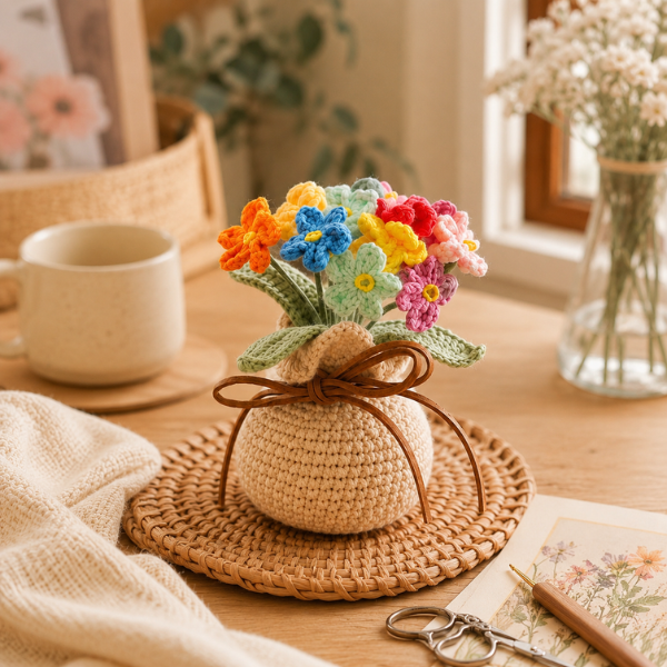 Handmade Crochet Colorful Flower Bouquet