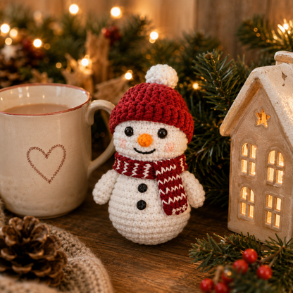Handmade Crochet Cute Christmas Snowman Ornament