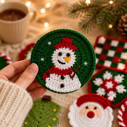 Handmade Crochet Cute Christmas Coaster