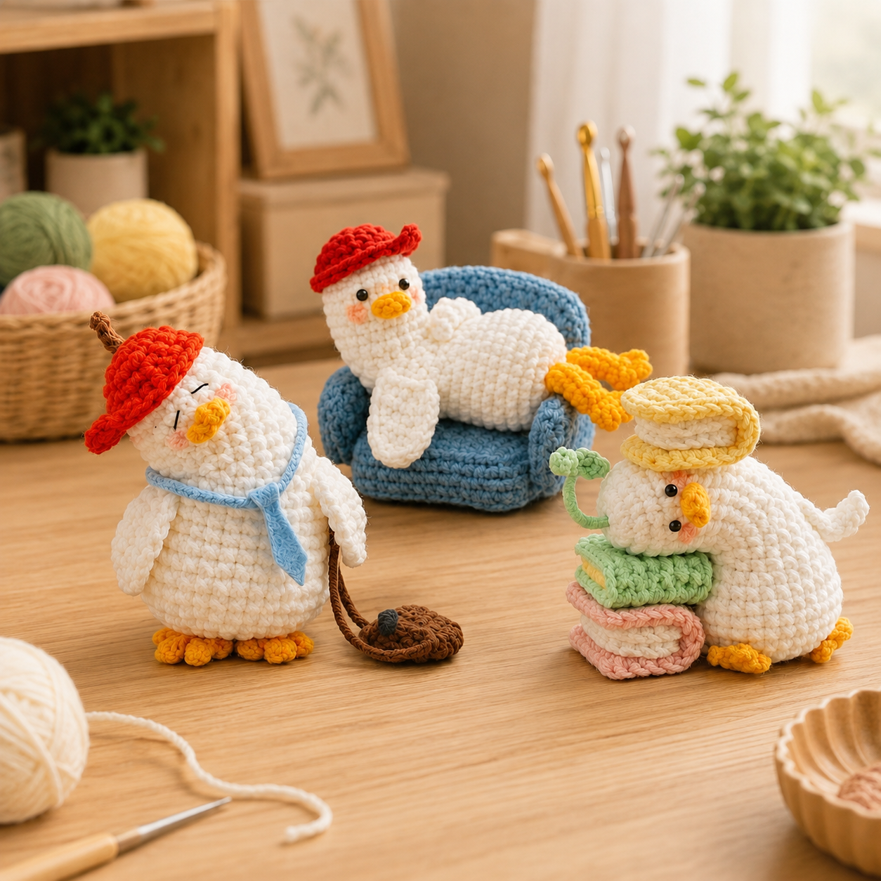 Handmade Crochet Funny Ducklings Mini Duck Amigurumi