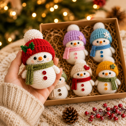 Handmade Crochet Cute Christmas Snowman Doll