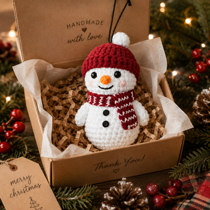 Handmade Crochet Cute Christmas Snowman Ornament