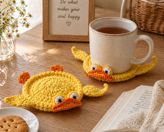 Funny Crochet Coaster, Cute Mug Rug, Handmade Animal Coaster